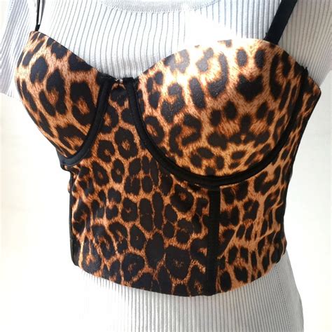 Womens Leopard Corset Top Corsets Sexy Camisole Push Up Halter Bandeau