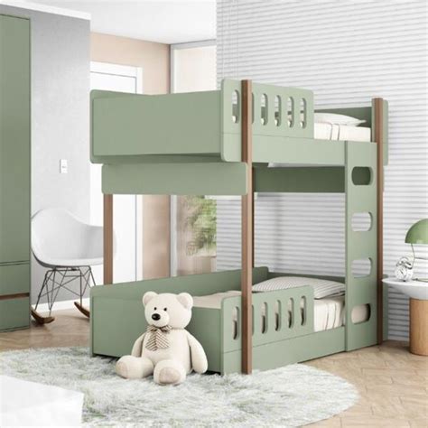 Beliche Solteiro Em Mdf Para Quarto Infantil Up Verde Madeira