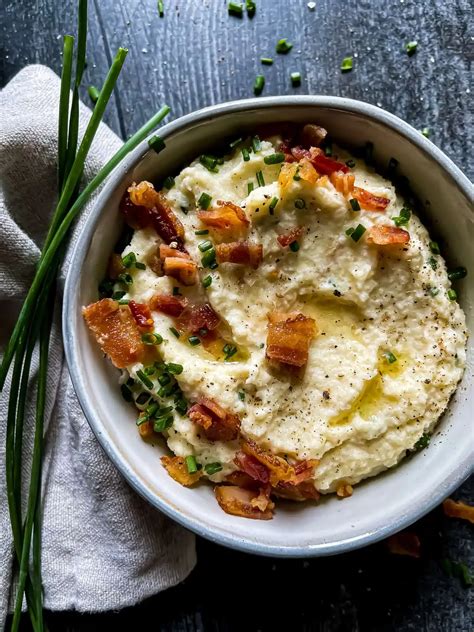 The BEST Mashed Cauliflower Recipe With Bacon And Chives