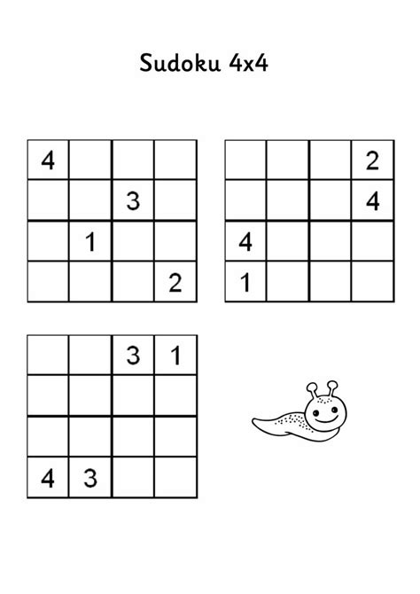 Łatwe sudoku dla dzieci 4x4 do druku za darmo online Kleuter