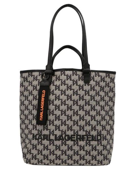 Karl Lagerfeld Logo Jacquard Monogram Shopping Bag in Black | Lyst