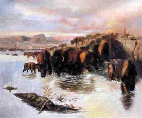 Cm Russell The Buffalo Herd Reproduction Painting At Overstockart