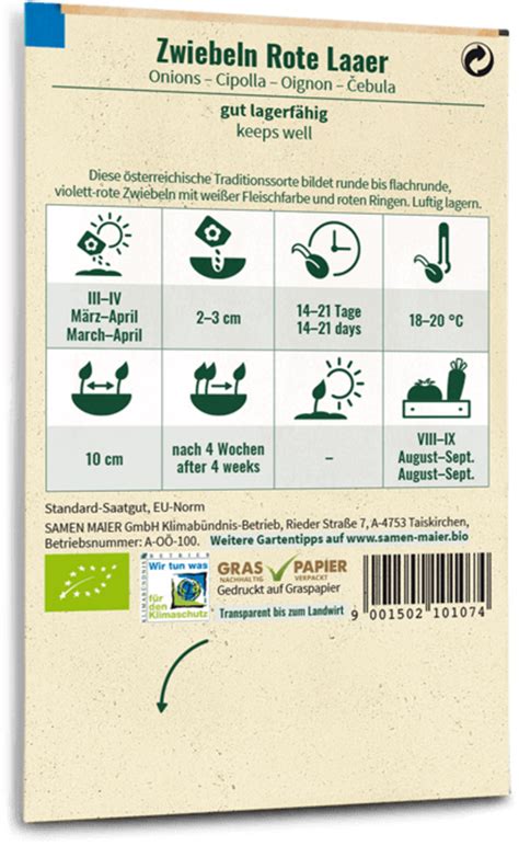 Samen Maier Bio Zwiebeln Rote Laaer 1 Packung Bloomling Deutschland