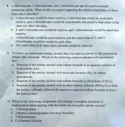 Solved 1 Chlorohexane 2 Chlorohexane And 3 Chlorohexane Are All