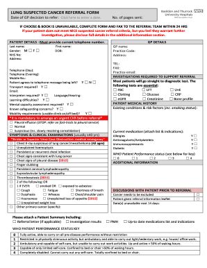 Fillable Online Lung Suspected Cancer Referral Form Fax Email Print