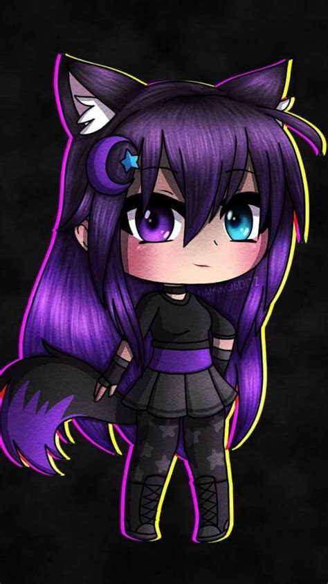 Download Cute Gacha Life Purple Wolf Girl Wallpaper