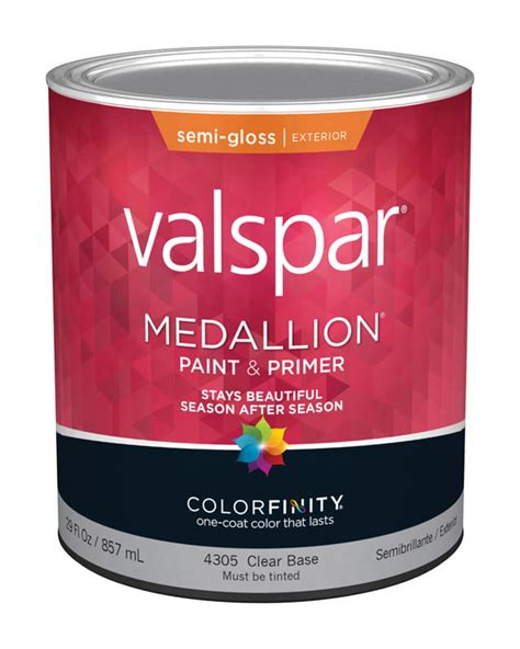 Valspar Medallion 100 Acrylic Paint And Primer Semi Gloss Exterior House Paint Clear Base 1 Qt