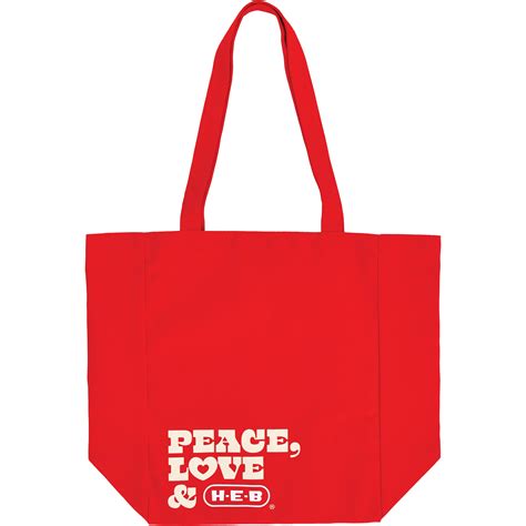 H E B Brand Shop Peace And Love Tote Bag Red Shop Hats At H E B