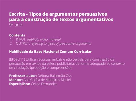 Plano De Aula O Ano Tipos De Argumentos Persuasivos Para A