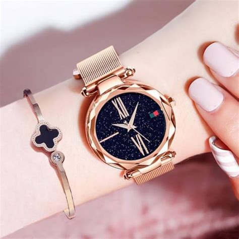 Luxury Rose Gold Women Magnet Buckle Fashion Casual Wrist Watch