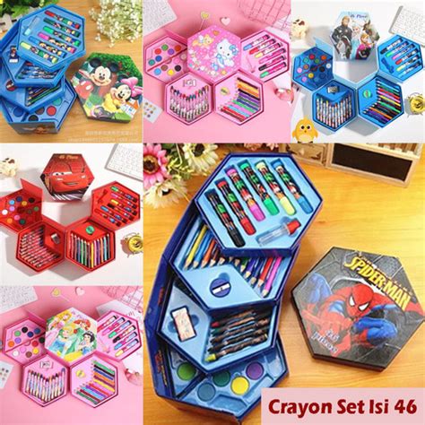 Jual Crayon Set Isi Pensil Warna Spidol Cat Air Alat Lukis Mewarnai