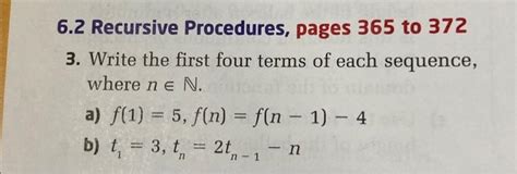 Solved 6 2 Recursive Procedures Pages 365 To 372 3 Write Chegg