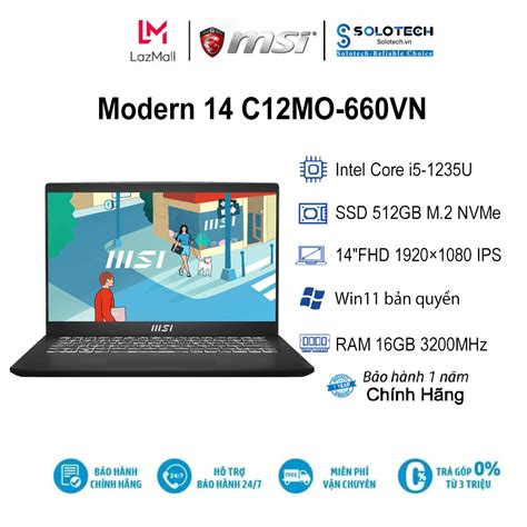 Laptop Msi Modern C Mo Vn I U Gb Gb Ob Fhd