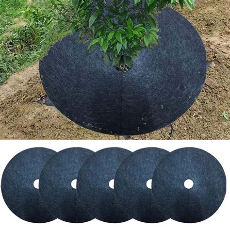 5 Pack Non Woven Tree Mulch Ring Weeding Barrier Thickened Protector Mat Plant Cover Anti Grass