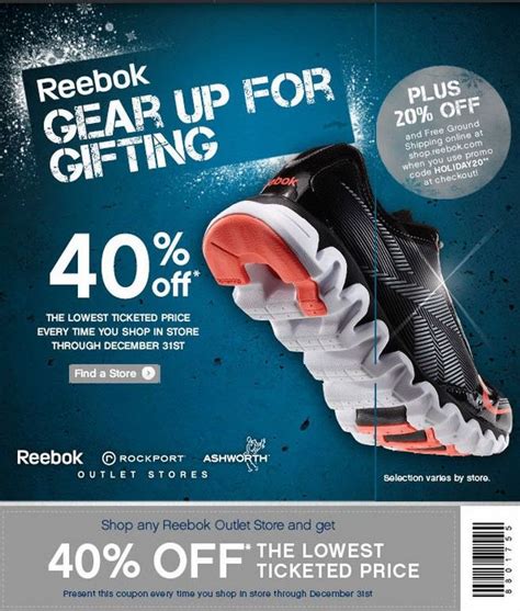 Extra 40 At Reebok Outlet Or 20 Online At Non Outlet Via HOLIDAY20