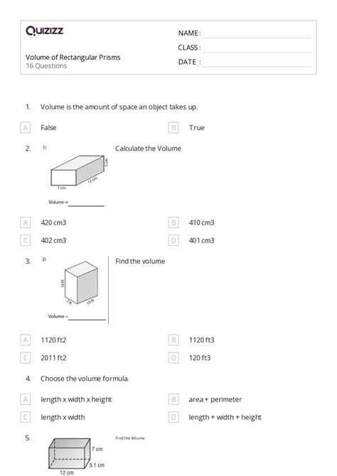 50 Rectangular Prisms Worksheets For 4th Grade On Quizizz Free