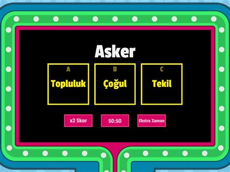 S N F Tekil O Ul Ve Topluluk Simleri Gameshow Testi