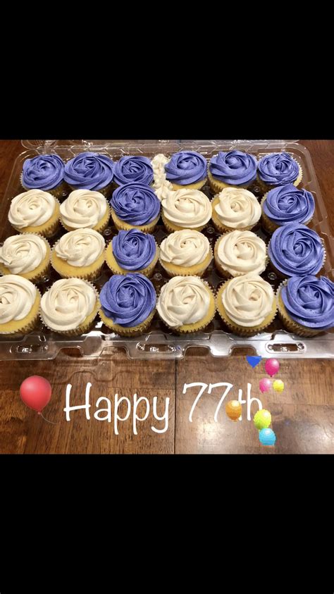 Happy 77th Birthday Cupcake Cake with Buttercream Icing