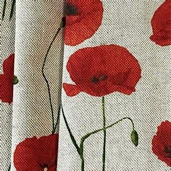 Tissu en coton coquelicot au mètre Matériau de couture floral au