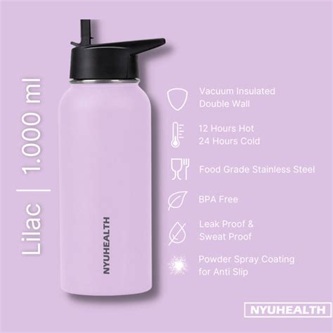 Promo Vacuum Insulated Water Bottle Nyuhealth Liter Color Lilac