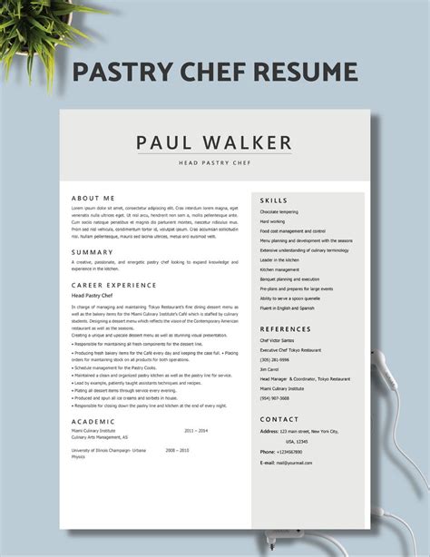 Baking And Pastry Resume At Fannie Billings Blog