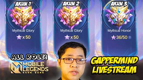 LIVE PUSH RANK AKUN 3 KE MYTHICAL GLORY MABAR SOLO RANK MYTHIC LIVE