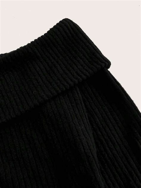 Shein Ezwear New Year Casual Black Knitted Hollow Out Stripe One