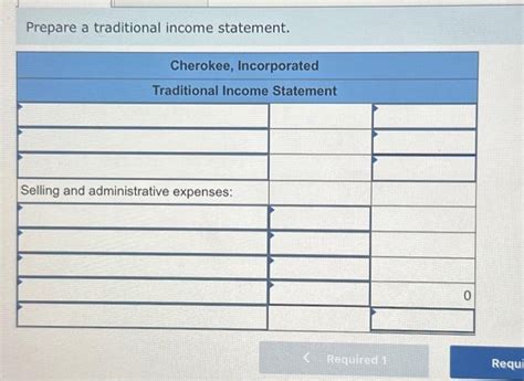 Solved Prepare A Traditional Income Statement Cherokee