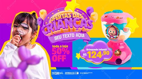 Banner Encarte Ofertas Das Crianças Brinquedo Infantil Toda a Loja 50