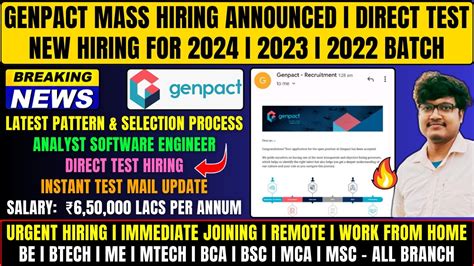 Genpact Biggest Direct Test Mass Hiring Announced Off Campus Drive