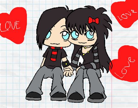 Dibujo De Pareja Emo Pintado Por En Dibujos Net El D A A Las