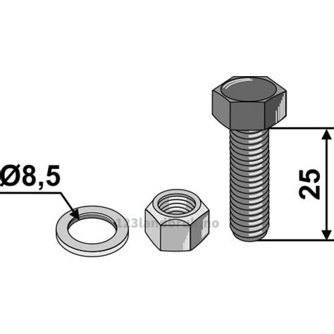 Bolt Med L Semutter Og Skive M X X Mm Landbruk As