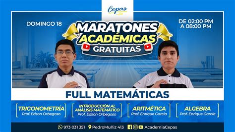 MARATÓN ACADÉMICA FULL MATEMÁTICAS Álgebra Aritmética Trigo