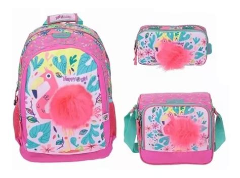 Kit Mochila Lonchera Y Lapicera Happy Girl Primaria Amp424 Envío gratis