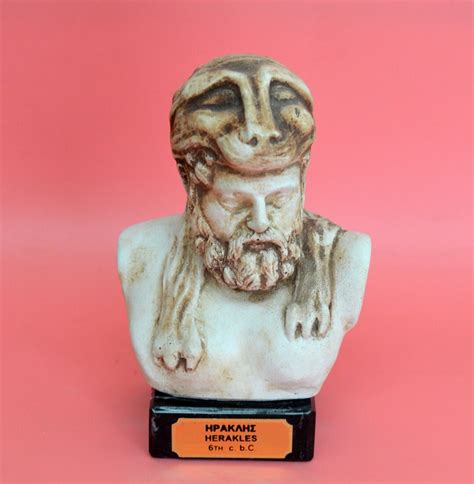 Legendary Hero Heracles Bust Demigod Hercules Son Of Zeus Ancient Greek Mythology Marble Base