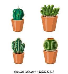 Cactus Claypot White Background Vector Stock Vector Royalty Free