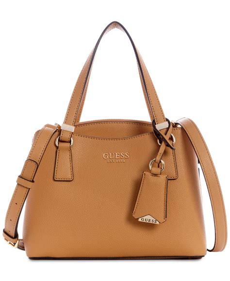 Guess Lyndi Girlfriend Small Triple Compartment Satchel In Brown Lyst