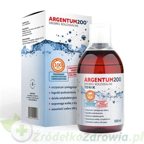 Argentum 200 Srebro Koloidalne 100 ppm 500 ml Tonik ŹródełkoZdrowia pl