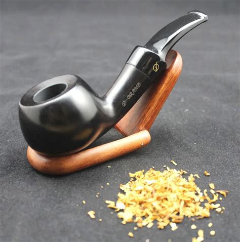 Handmade Ebony Wood Weed Tobacco Smoking Pipe Set Black Round Natural