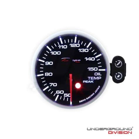 DEPO RACING WA SERIES 60MM OIL TEMPERATURE GAUGE WHITE AMBER DISPLAY