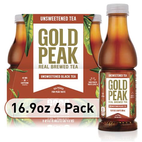 Gold Peak Real Brewed Tea Unsweetened Black Iced Tea Drink 16 9 Fl Oz 6 Bottles