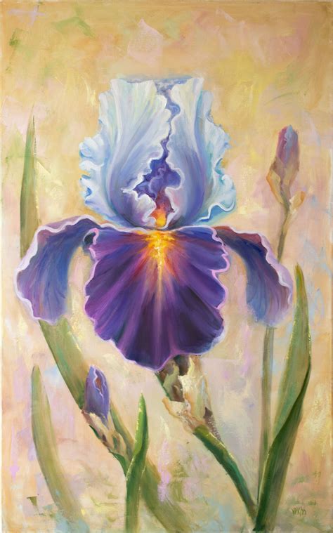 Iris Original Oil Painting Purple Flower Artwork Christmas - Etsy