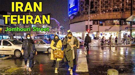 Iran Walking On Jomhouri Hafez Street In Tehran Nightlife Walk