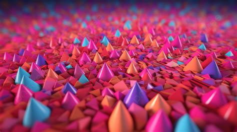 Vibrant D Render Of Colorful Triangles On A Pink Grid Background