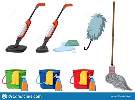 Cleaning Supplies Set Isolated Stock Vector - Illustration of vacuum ...