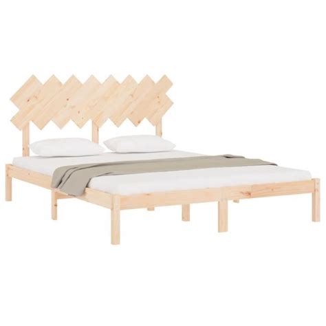 TAM Cadre De Lit 160x200 Cm Bois Massif A3104878 85816 Cdiscount Maison