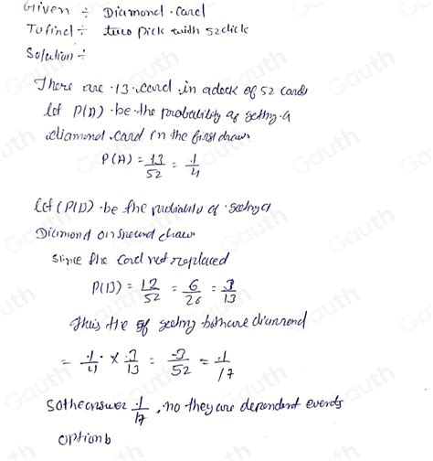 Solved Two Cards Are Drawn Without Replacement From A Standard Deck Of