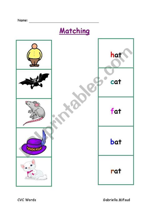 Cvc Word Matching Worksheet