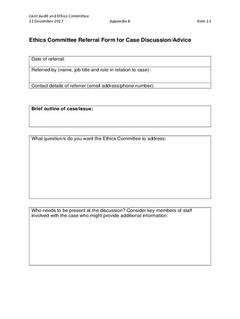 Fillable Online Ethics Committee Referral Form Fax Email Print Pdffiller