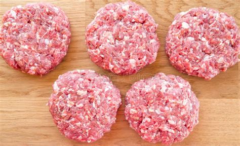 Organic Raw Ground Beef Round Patties For Making Homemade Burger On